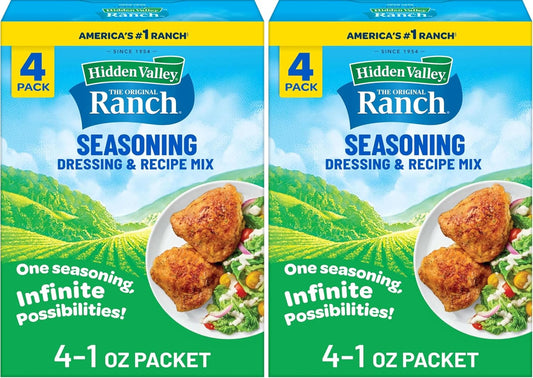 Hidden Valley Original Ranch Seasoning, Dressing and Recipe Mix, 1 Ounce Each, 4 Count (Package May Vary) (Pack of 2)
