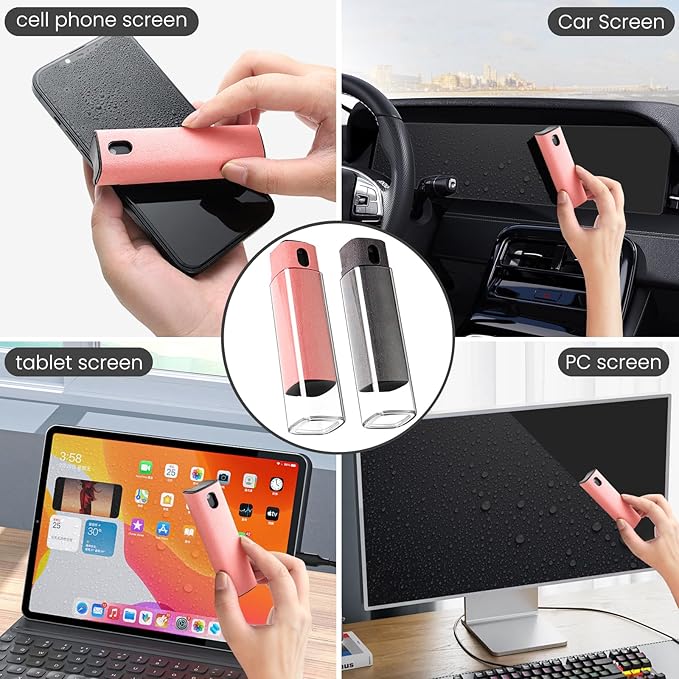 CUIUD Screen Cleaner Kit, Two in One Screen Cleaner Spray and Wipe, Touchscreen Mist Cleaner Spray Bottle for Phone/Laptop/Tablet/TV/Monitor/Car Screens(Grey)