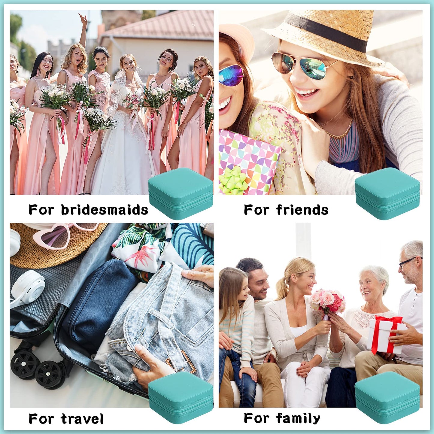 12 Pcs Small Jewelry Box Mini Travel Jewelry Case Bridesmaid Gift Pu Leather Jewelry Travel Organizer Small Jewelry Box Mini Storage Organizer Storage Box for Women Girls Bridesmaid Proposal Gift