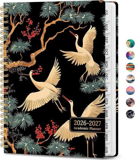 Academic Planner 2026-2027, Weekly and Monthly Calendar Book, July 2026 – June 2027, Hardcover Planner with Tabs, Perfect for Teachers, Students, Women & Men, A4 (8.5" x 11") - Crane