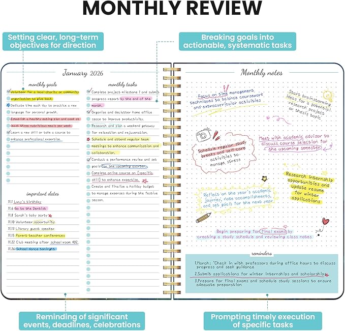 Monthly Planner 2026-2027, 2 Year Months Calendar Planner 2026-2027, Runs from January 2026 - December 2027, 7" x 10", 24 Months, Perfect for School Office Home Planning - Starlit Peaks