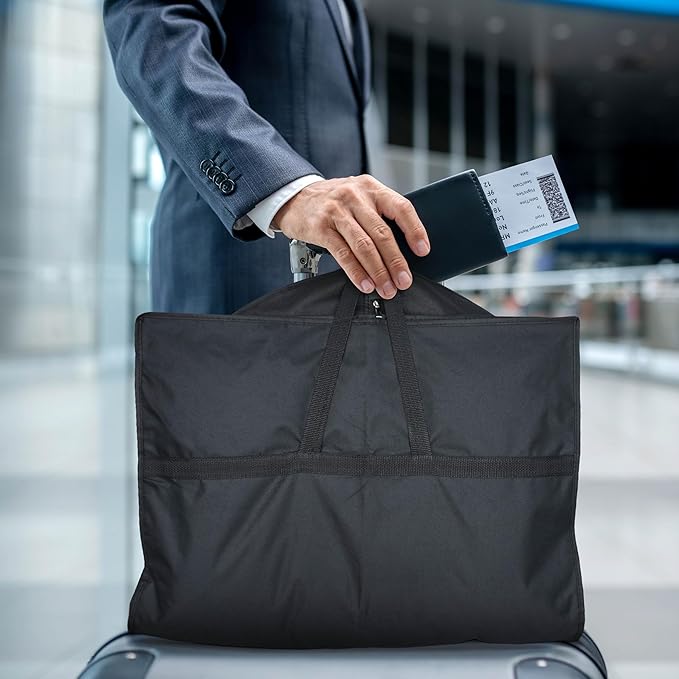 Travel Garment Bag with Zipper Pocket, Suit Bag for Suits, Dresses, Coats