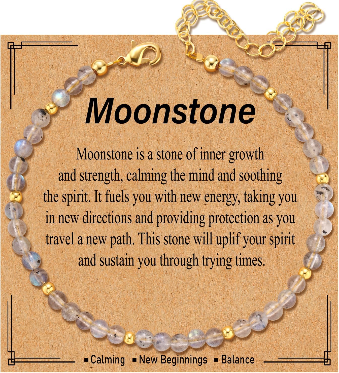 Natural Healing Crystal Bracelet for Women, Anxiety Relief Healthy Pregnancy Triple Protection Citrine Jewelry Gift for Friends Daughter Sister Mom Colleague