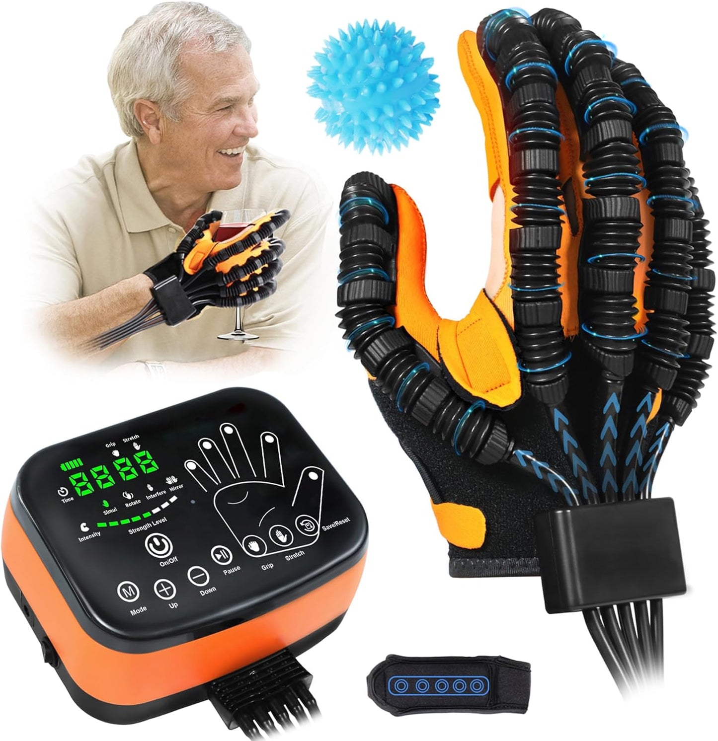 8th Generation Robotic Hand Glove For Stroke Rehab,Stroke Therapy Equipment For Adults, Hand Exercisers For Therapy, 4 Modes, Adjustable Intensity, Touch Panel.