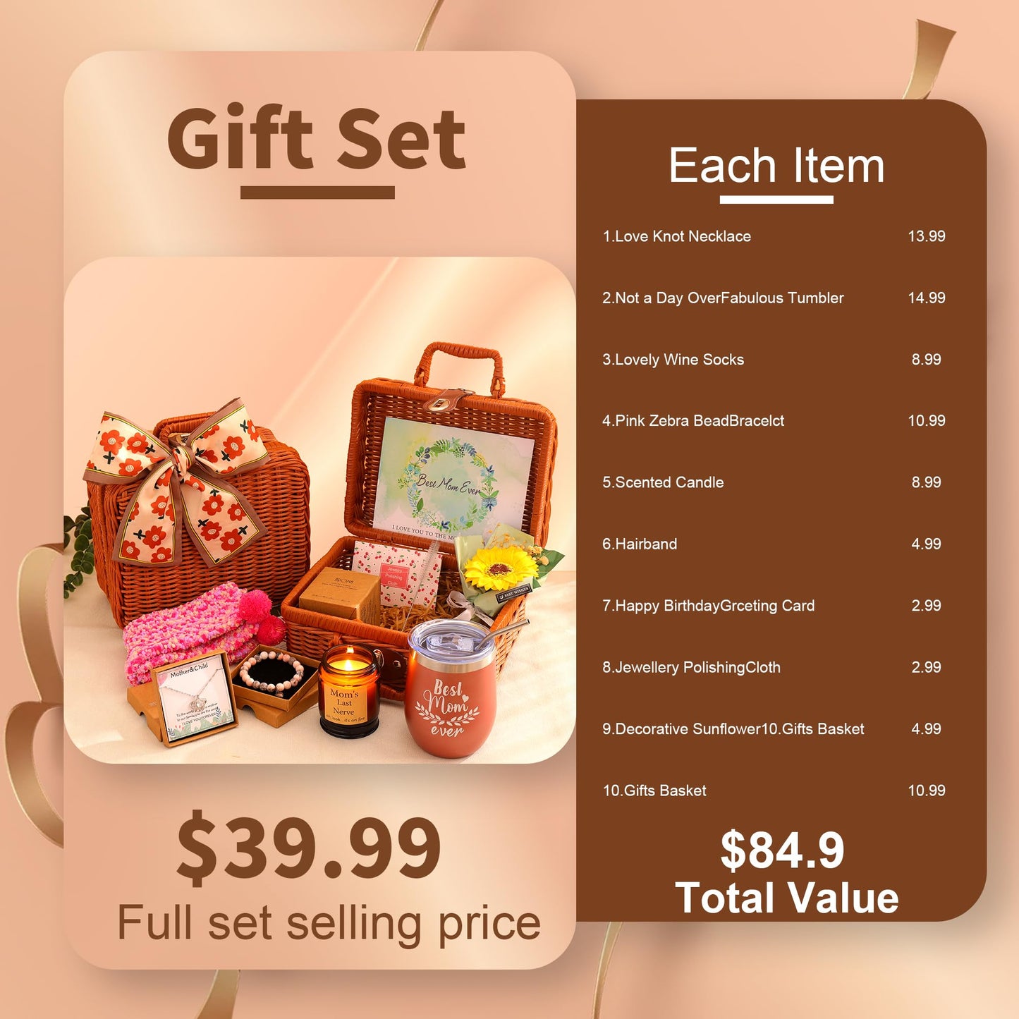 RYANDYPE Birthday Gifts for Mom From Daughter Son,Mom Birthday Basket Box Gifts Ideas