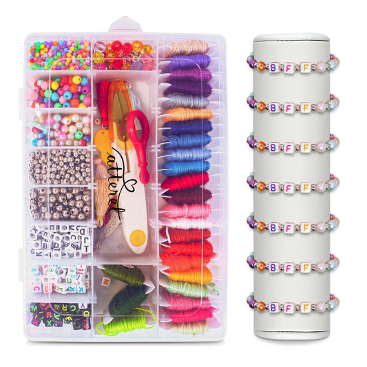ATTERET 2070Pcs Embroidery Floss Kit for Friendship Bracelets with Alphabet, Pearl, and Large & Small Colored Beads, Tassels & Silver Charms, Great Bracelet Making Kit for Adults