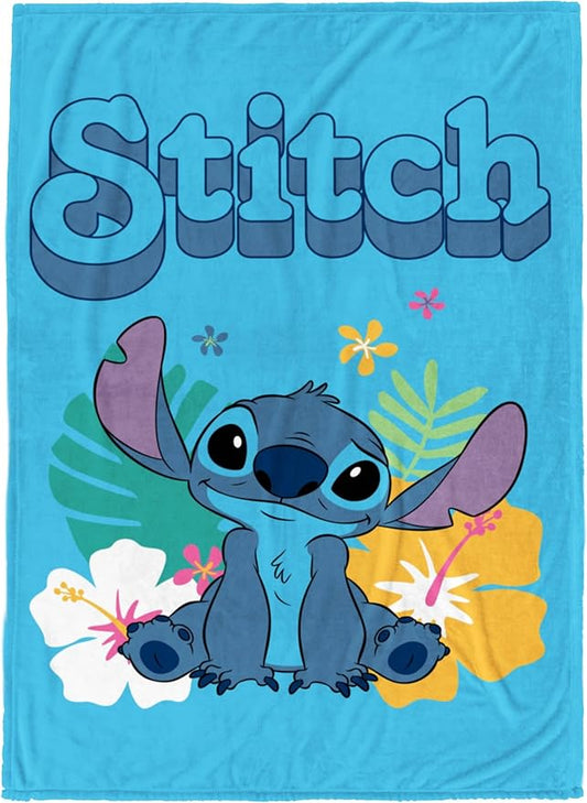 Jay Franco Kids Plush Throw Blanket â Soft & Cozy Fleece Throw for Bedroom & Couch DÃ©cor, Official Licensed Product, Blue - Stitch, 60x90 - Large Blanket