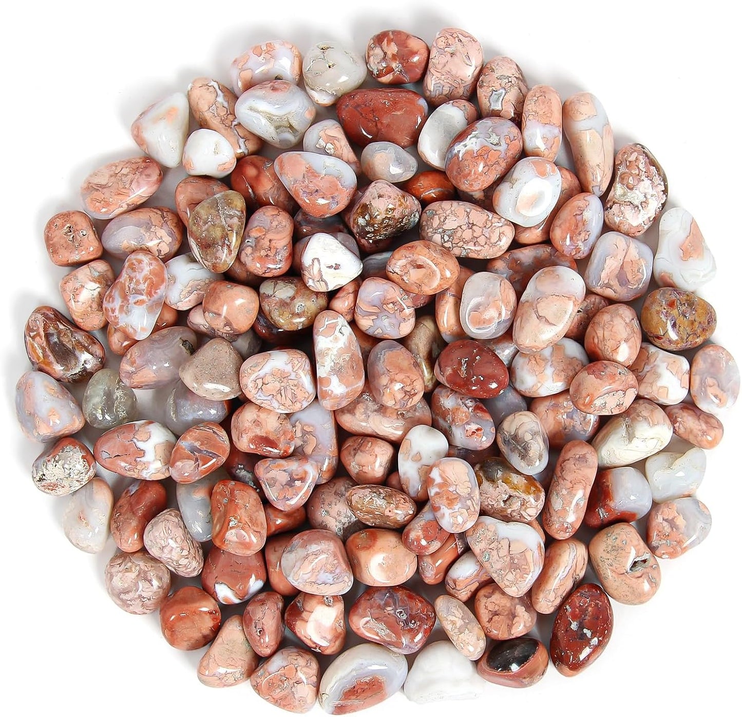 1.1lb Natural Crushed Pink Botswana Agate Crystal Tumbled Chips-Healing Crystals Chips Bulk, Crushed Crystal Gemstones for Crafts, Beautiful Package for Gift (Pink Botswana Agate)