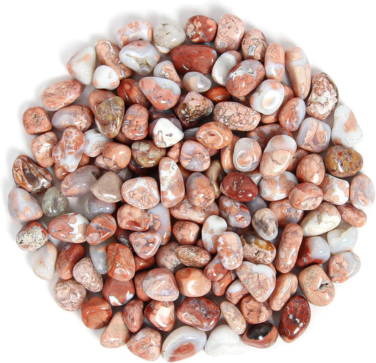 1.1lb Natural Crushed Pink Botswana Agate Crystal Tumbled Chips-Healing Crystals Chips Bulk, Crushed Crystal Gemstones for Crafts, Beautiful Package for Gift (Pink Botswana Agate)