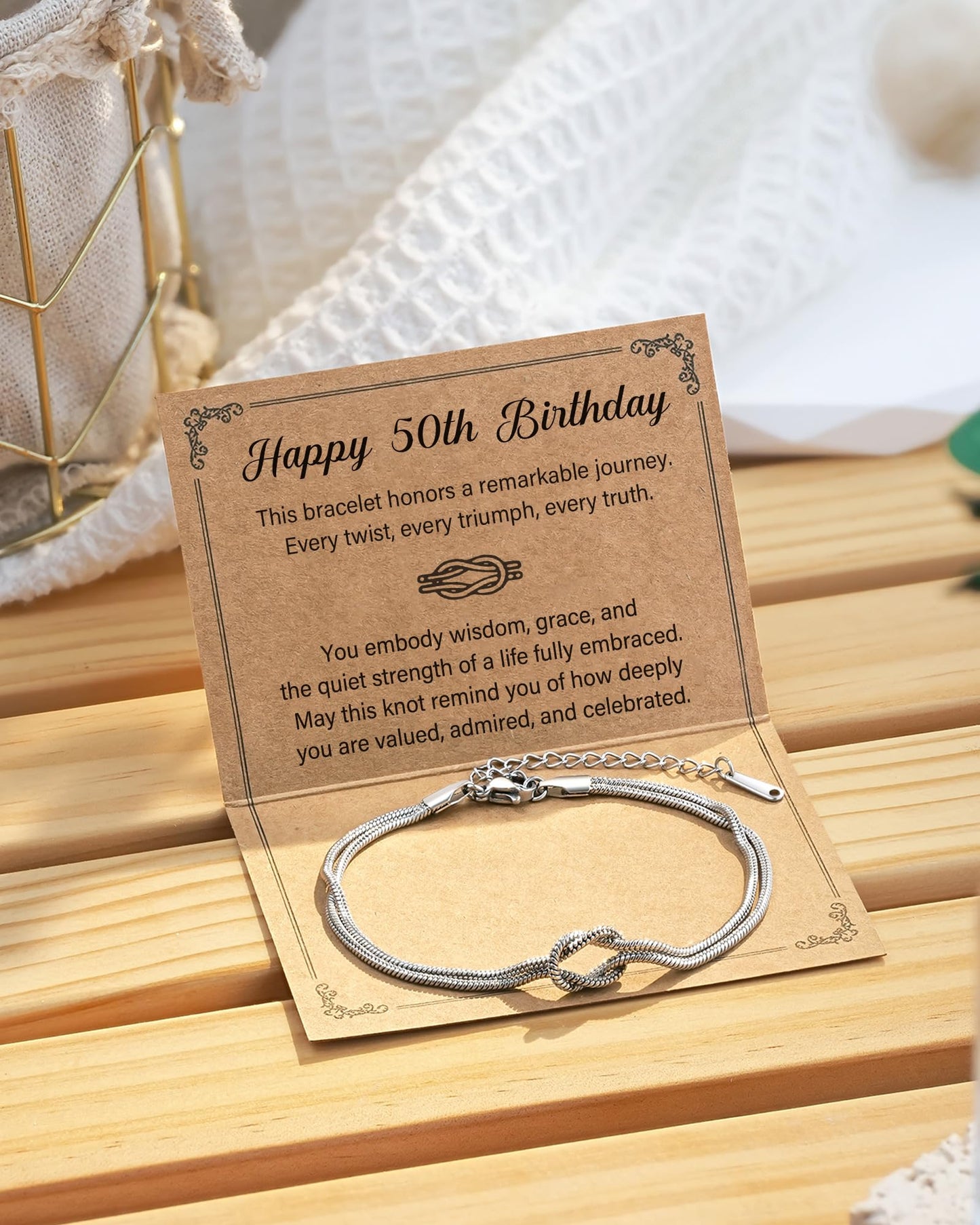 Tarsus 50th Birthday Gifts for Her Love Knot Bracelet Happy 50 Year Old 50th Birthday Decorations Gifts for Women