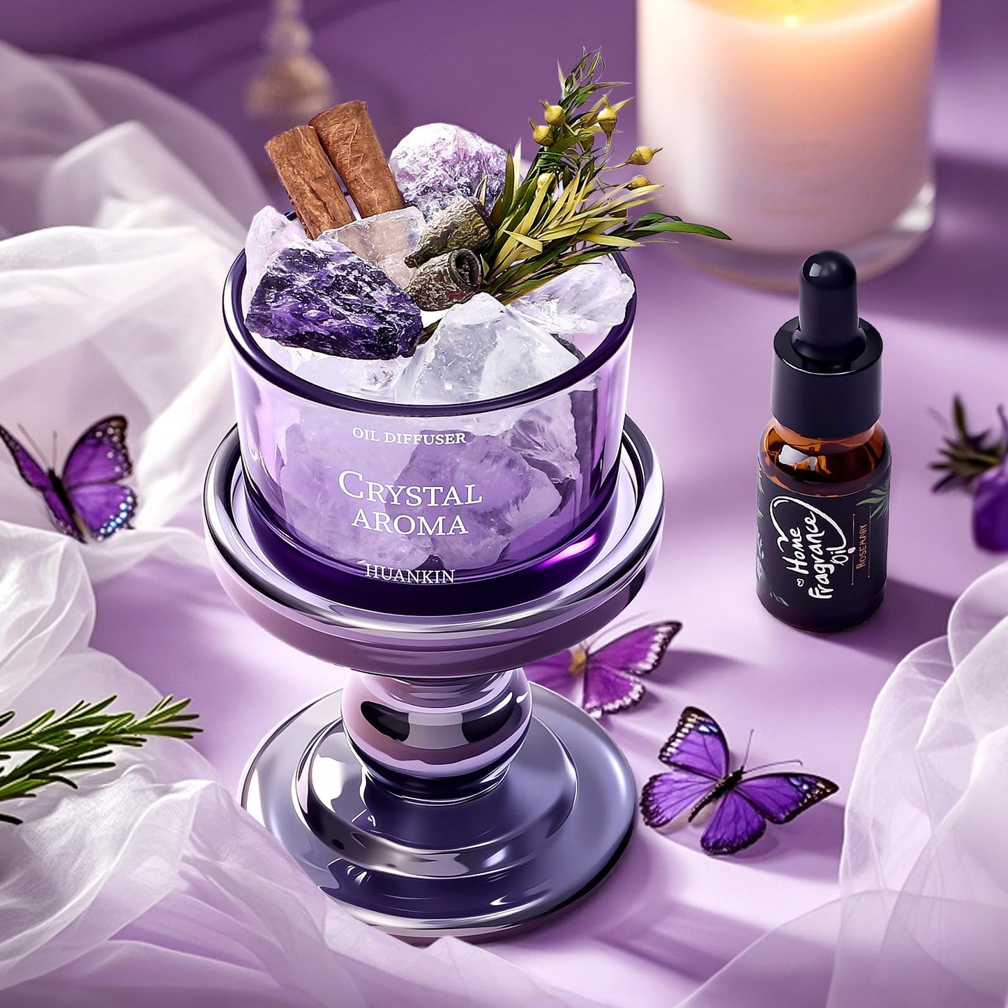 Golray Lavender Gifts for Women Friendship Gift Basket, Purple Dream Healing Fireless Aromatherapy/Thermos Set, 30th 40th 50th Women Self Care Spa Birthday Gifts for Her Sister Mom