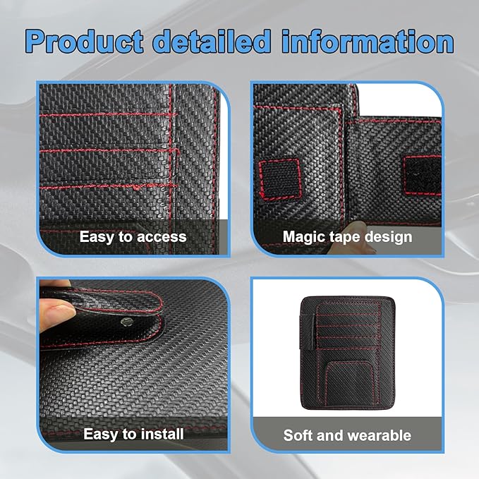 Augeny Car Sun Visor Organizer, Auto Visor Organizer and Storage, Registration and Document Holder, Vehicle Accessories for Sunglasses Document Card Pen Driver License (Carbon Fiber Red Line)