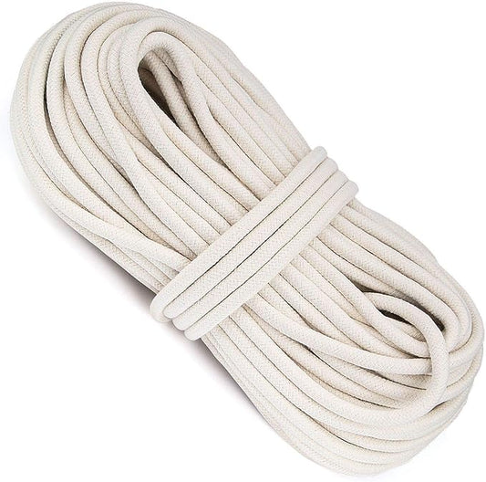 HOZEON 3/8 Inch x 164 Feet Natural Cotton Rope, White Heavy Duty Clothesline Cord Craft Knitting Thread String Wall Hanging Rope for Plant Mirror Garden DIY Decoration Hanger