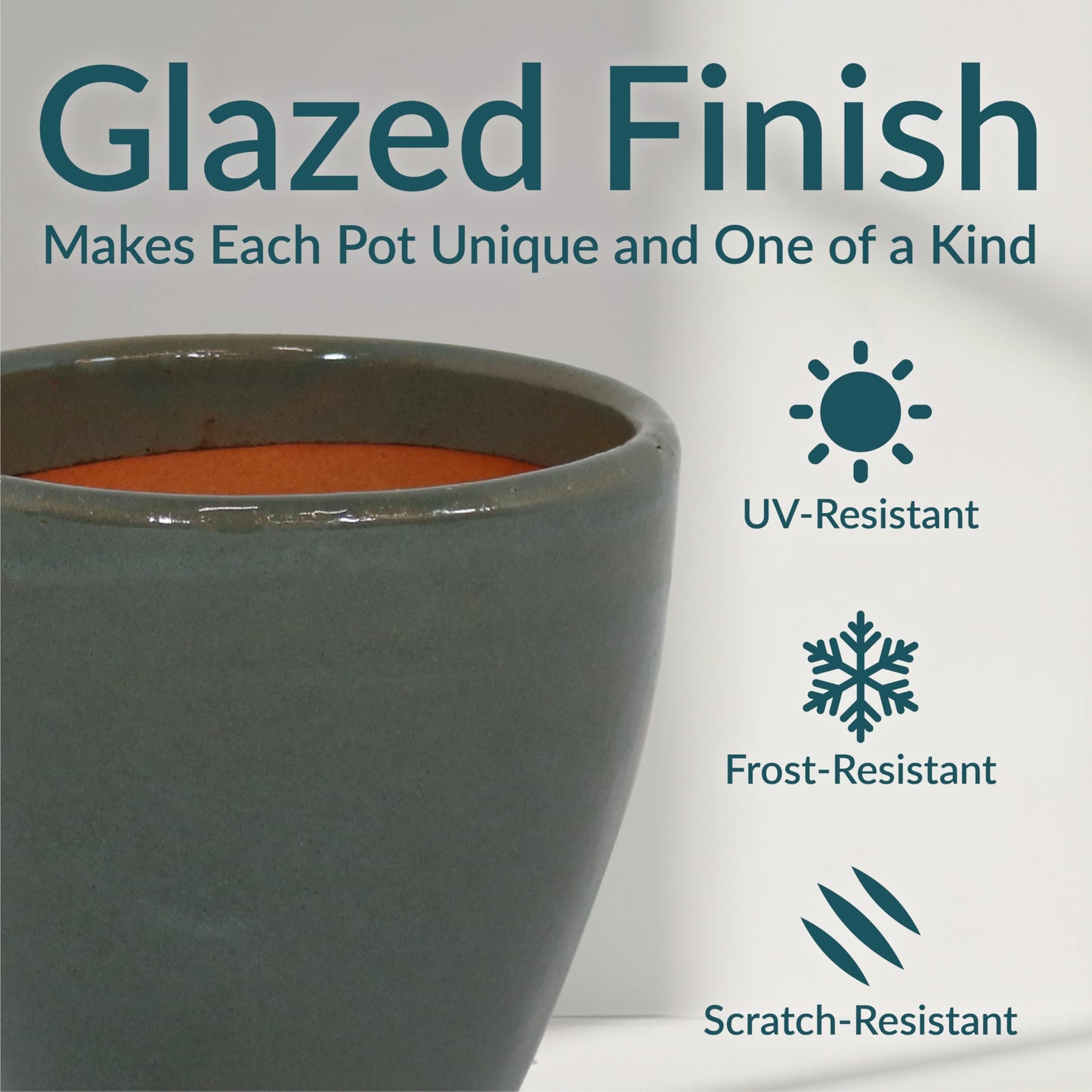 Sunnydaze Resort Round Ceramic Planter - Set of 2 Indoor or Outdoor Plant Pots with Drainage Hole - 8" - Gray Glaze"
