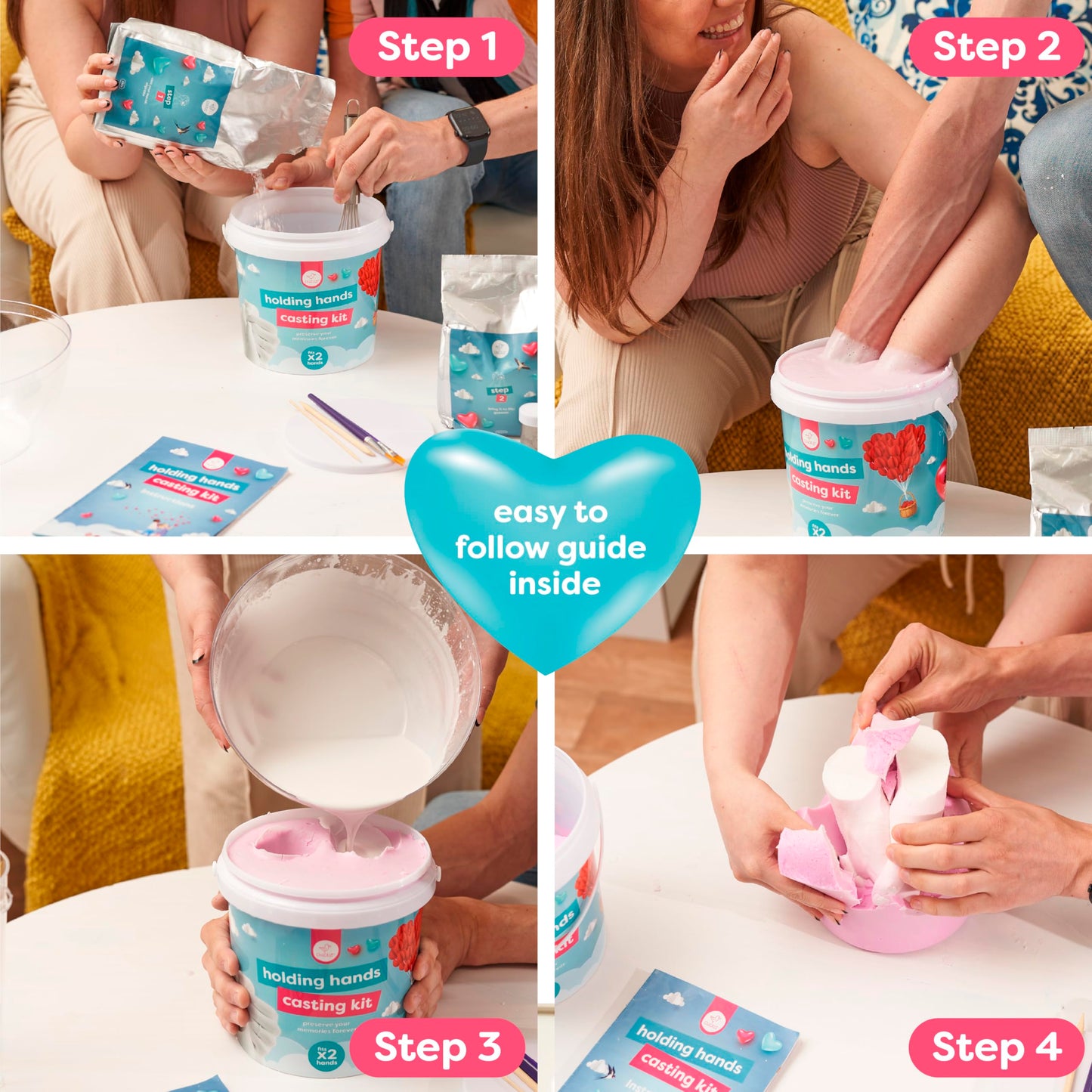 chuckle - Holding Hand Casting Kit for Couples with Base & Paints, Hand Sculpture Hand Molding Kit, Hand Mold Kit Couples Activities - Gift for Fathers Day, Women for Wedding, Anniversary, Valentines