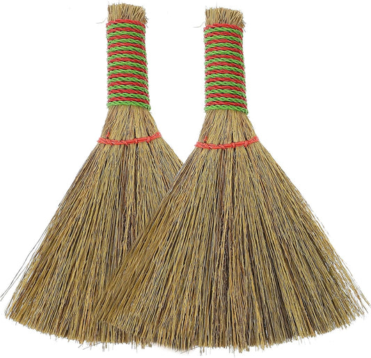 SHERCHPRY Desktop Broom Small Hand Broom 5.11X4.13X0.70In Straw Bristle Mini Whisk for Table Pc Keyboard Dust Cleaning Household Use 2 Pack