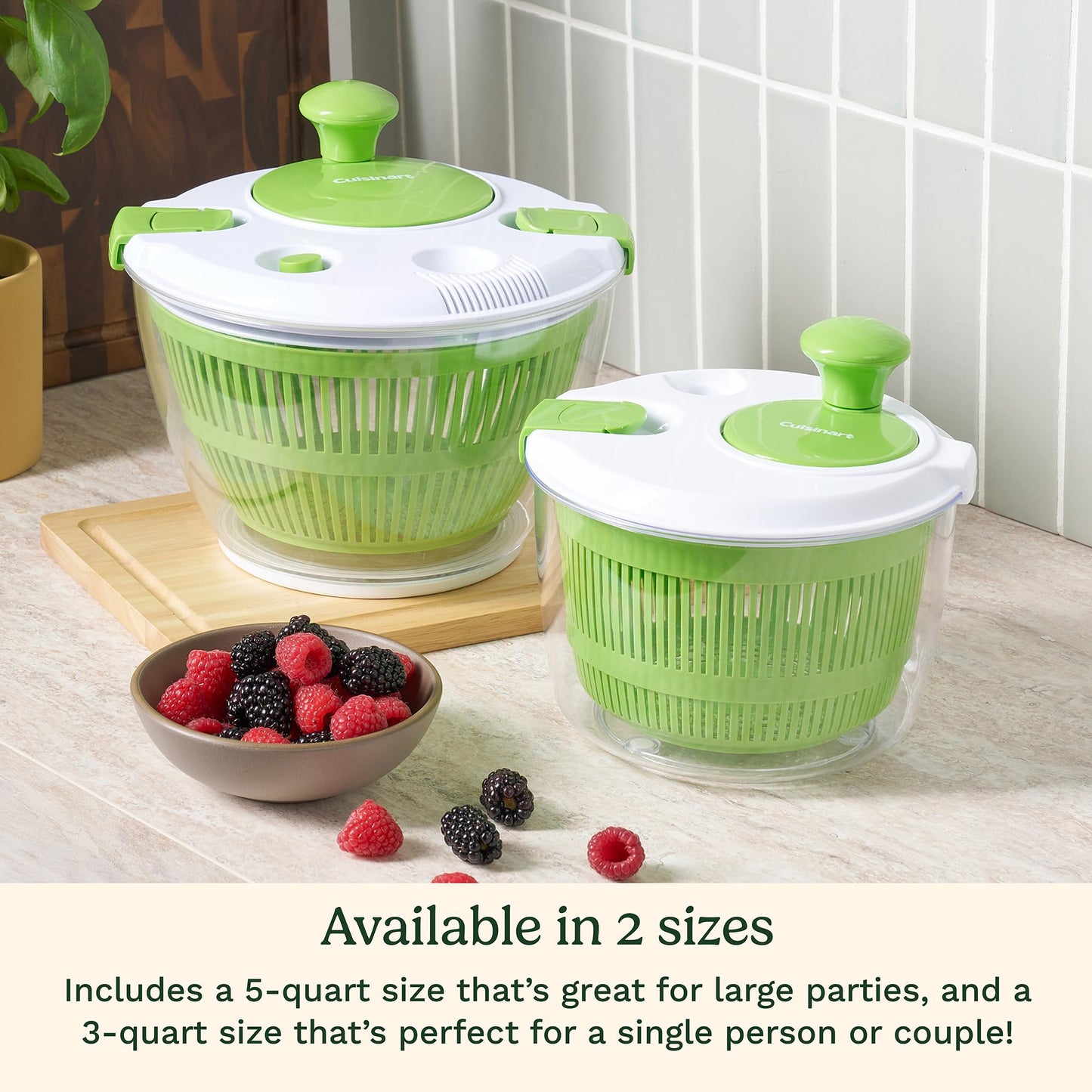 Cuisinart Salad Spinner- Wash, Spin & Dry Salad Greens, Fruits & Vegetables, 3qt, CTG-00-SSAS