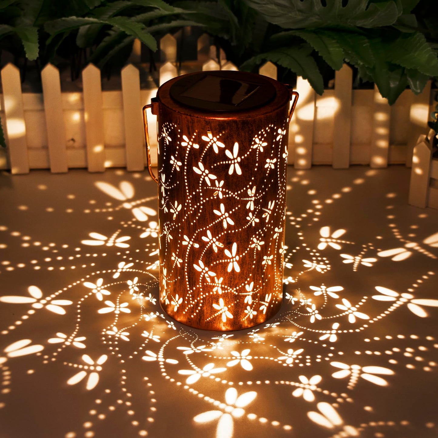 Birthday Gifts for Women,Solar Lanterns Outdoor Hanging Lantern Lights, Dragonfly Hollowed-Out Metal Decor Lantern, Waterproof LED Decorative Garden Light - Delicate Garden Decoration for Patio, Yard