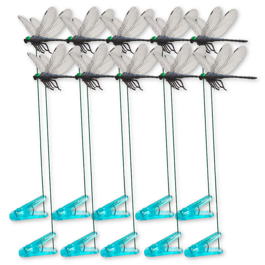 Lidengle Dragonfly Clips Black Dragon Fly Hat Clip Artificial Realistic 3D Dragonflies Garden Stakes Decor for Indoor Outdoor (10 Pcs)