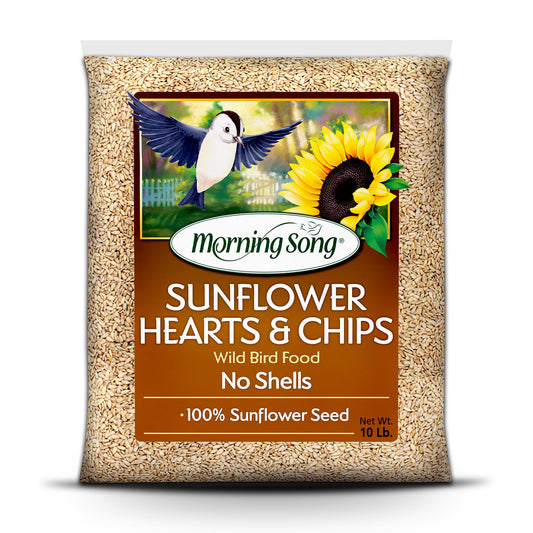 Morning Song Sunflower Hearts & Chips Wild Bird Seed â 10 lb. Premium No Mess, Shell-Free Bird Food for Outside Feeders