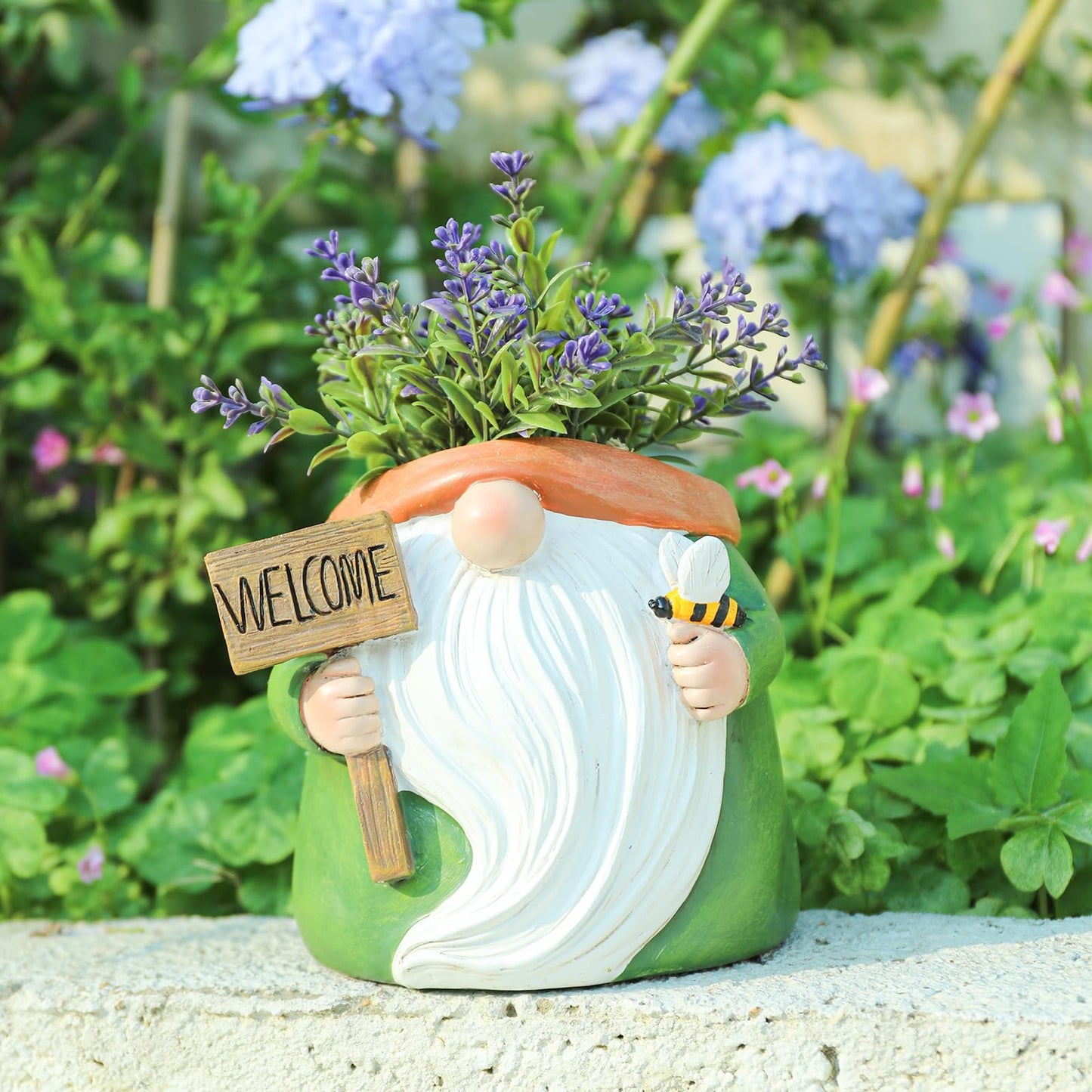 Chonsun Cute Plant Pots Small Gnome Flower Pots 4" Succulent Pot with Drainage Resin Garden Pot Planter for Indoor Outdoor"