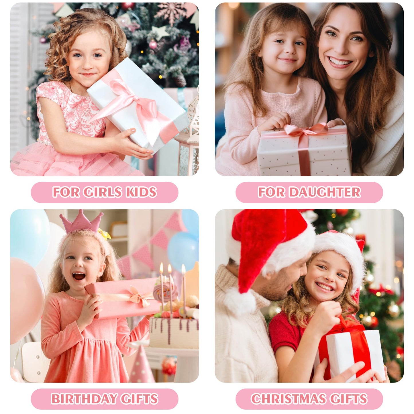 QLOVEA Birthday Gifts for Girls, Sling Bags for Girl Kid Travel, Birthday Gifts for 3 4 5 6 7 8 9 Year Old Girls Small Initial Pink Cross Fanny Packs Sling Bag for Daughter Gift (Pink T)