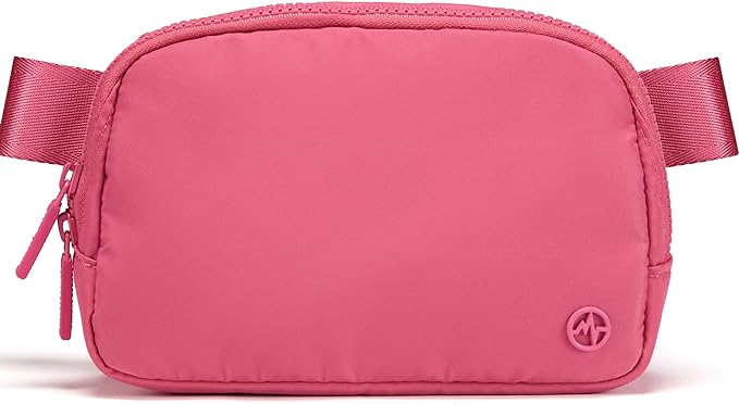 Pander Two Way Zipper Fanny Pack Nylon Everywhere Belt Bag for Women, Water Repellent Waist Packs, Crossbody Bags with Adjustable Strap (Hot Pink).