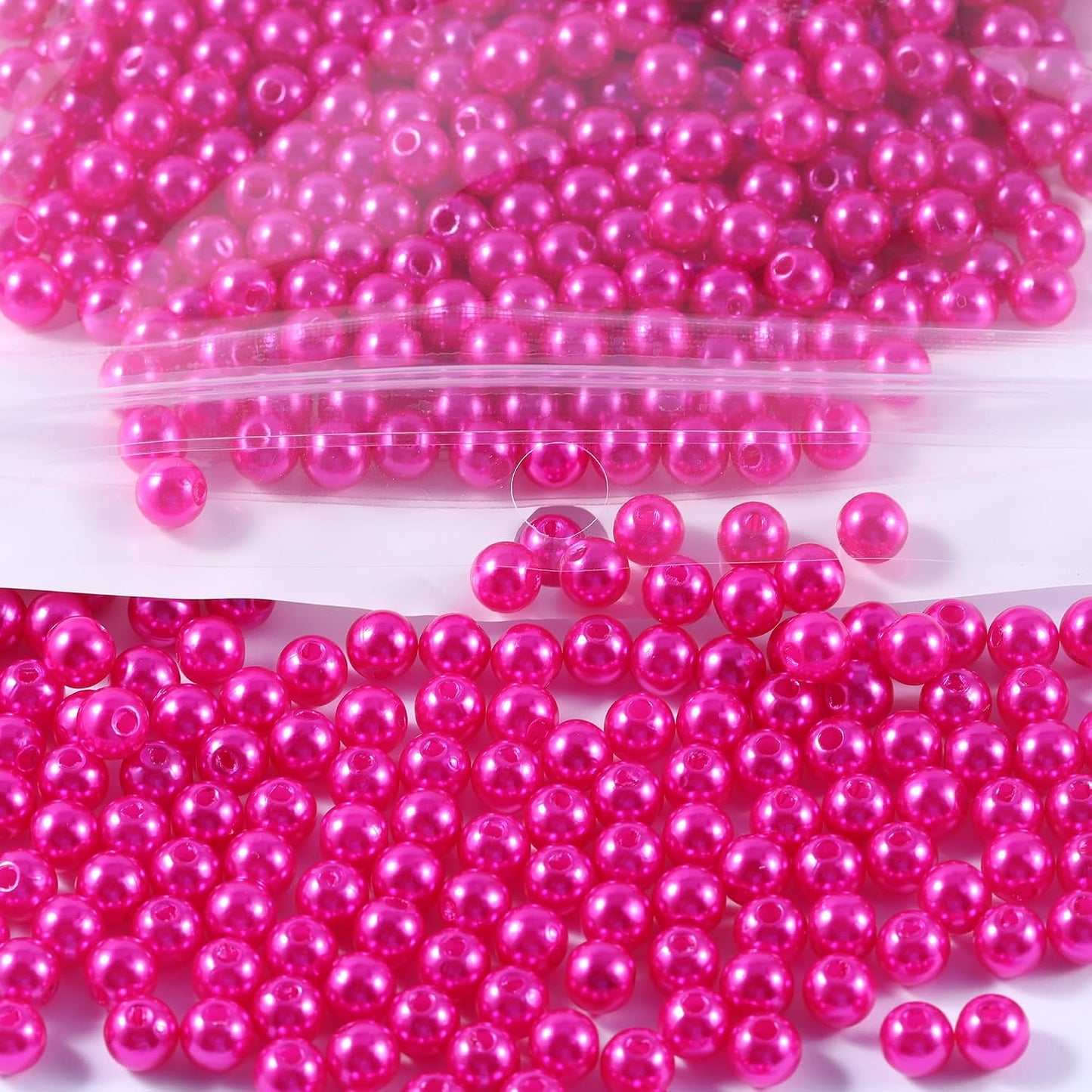 1200pcs Pearl Beads for Crafts, 6mm Round Pearl Beads with Hole for Jewelry Making DIY Craft Bracelet Necklace and Vase Filler （Rose）