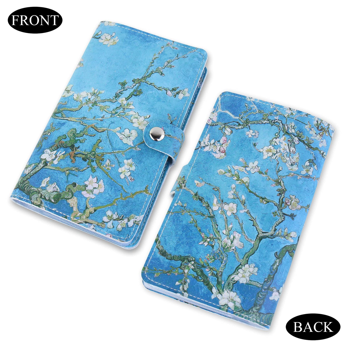 lizimandu Business Card Holder Book, Business Card Book Case PU Leather Organization Binder Name ID Card Holder for Men & Women, Up to 96 Cards Capacity(1-Peach Blossom)