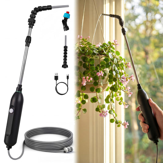 High Reach Electric Plant Waterer for Indoor Hanging Plants, Telescoping Indoor Water Sprayer Wand with Pump, 180° Adjustable Watering Nozzle High Flow Leakproof Design