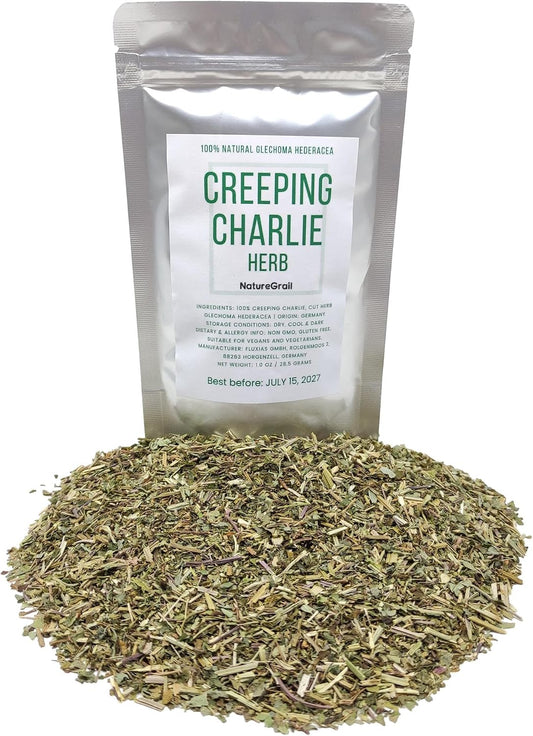 Creeping Charlie Herbal Tea, Made from 100% Glechoma Hederacea, Cut & Dried Ground Ivy - Net weight: 1.0oz/28.5g