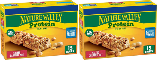 Nature Valley Protein Chewy Snack Bars, Salted Caramel Nut, 15 Bars, 21.3 oz (Pack of 2)