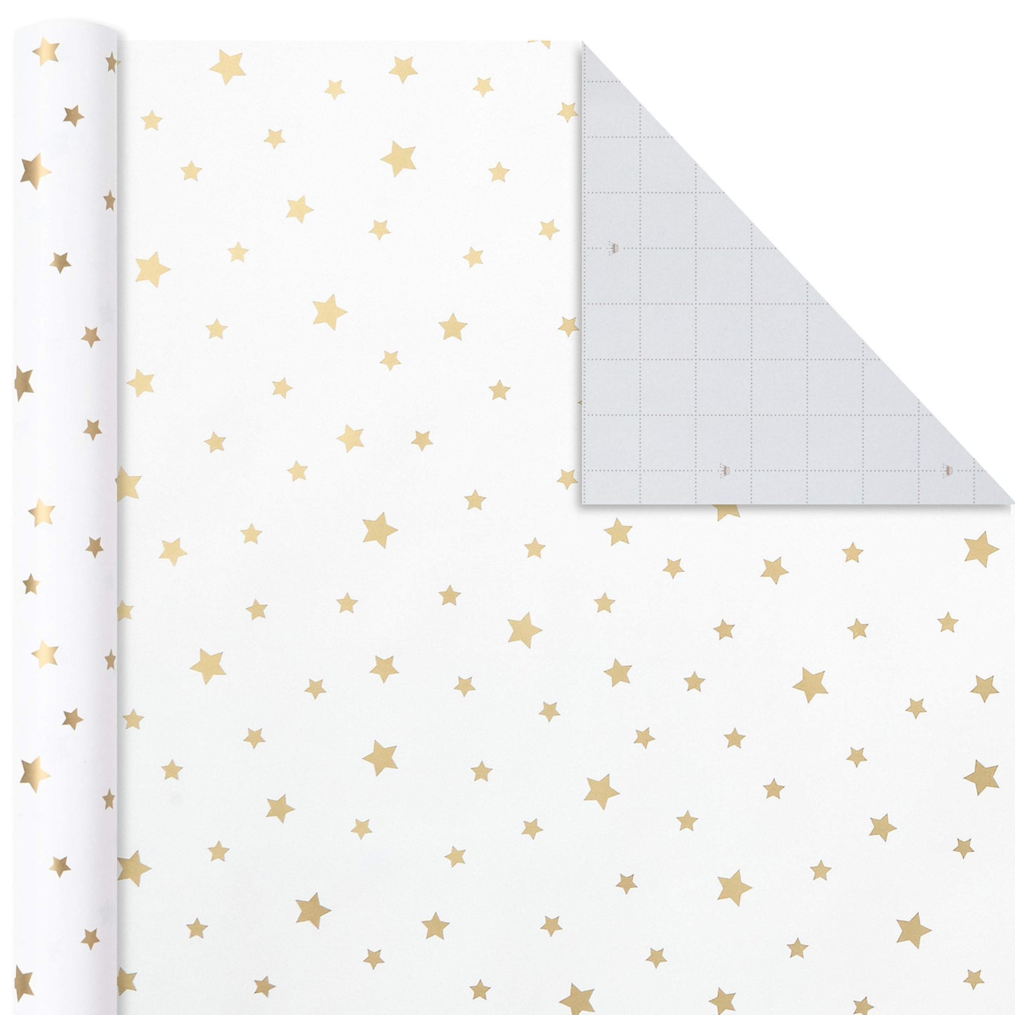 Hallmark Wrapping Paper Rolls for Weddings, Bridal Showers, Birthdays - Gold and White Gift Wrap Paper (Set of 3 Rolls: 105 sq. ft. ttl.) Metallic Striped and Polka Dot for All Occasions