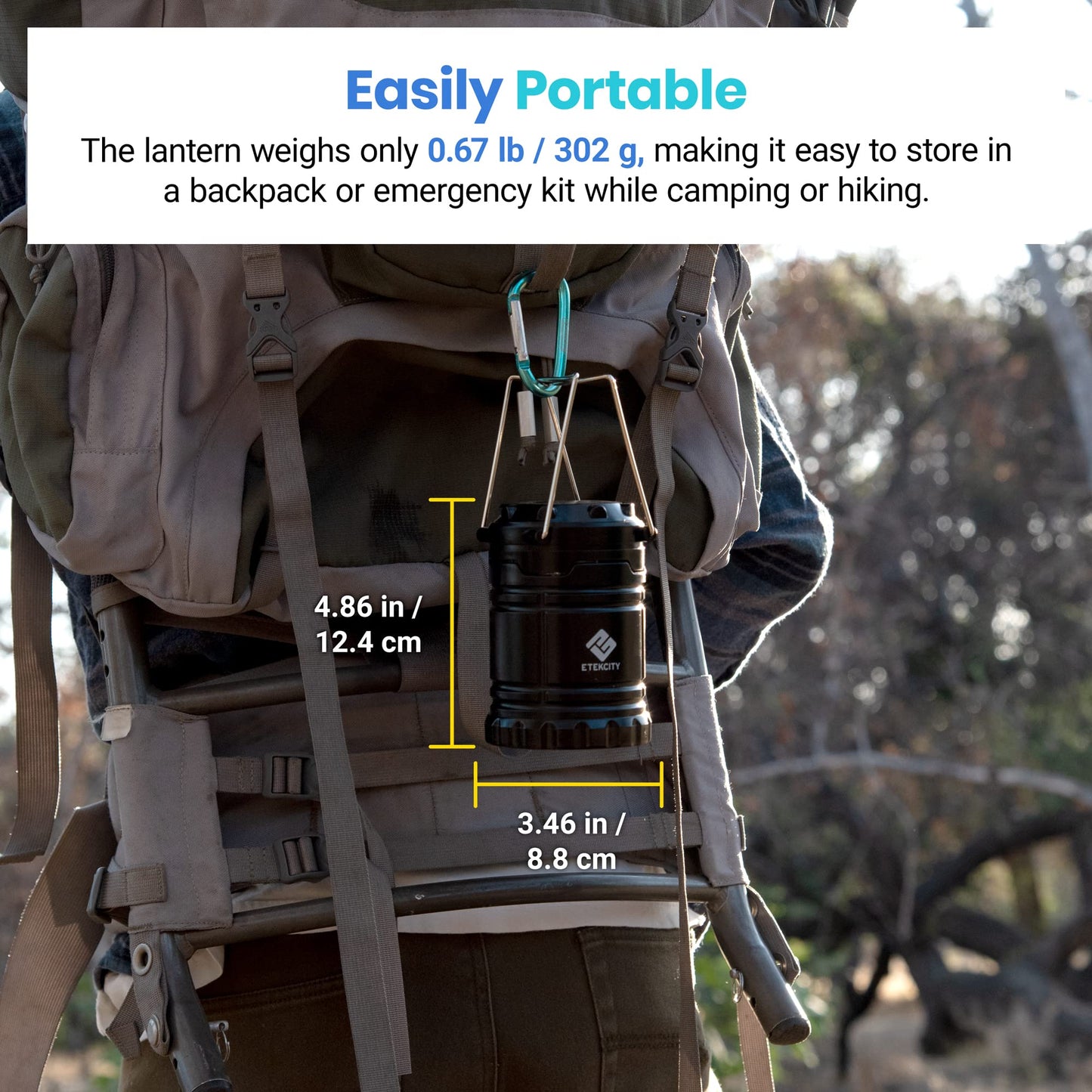 Etekcity Camping Lanterns for Power Outages 4 Pack, Flashlight for Camping Essentials, Survival Kit and Gear, Hurricane Preparedness Items, Emergency Led Battery Operated Lights, Black