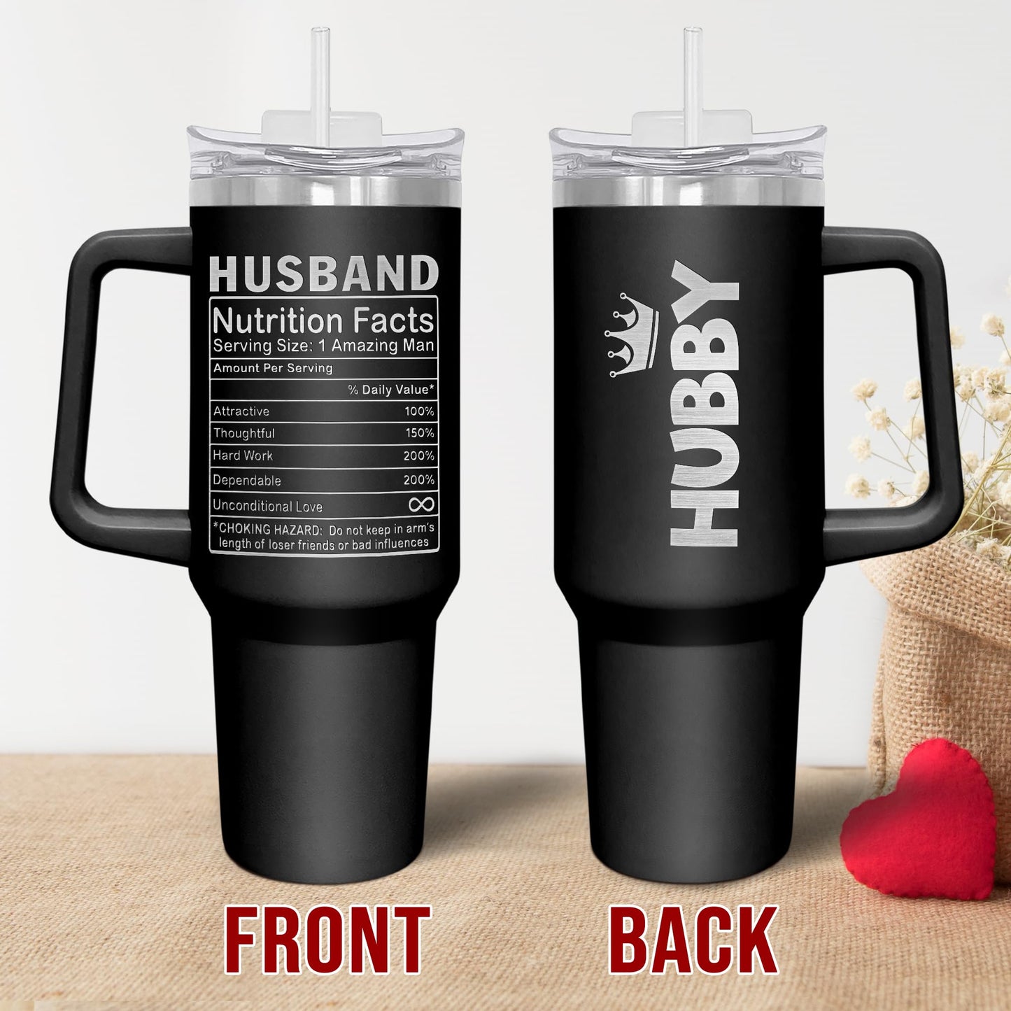 AXIARA Gifts for Husband from Wife - Insulated 40 oz Tumbler with Straw and Handle - Father's Day Husband Birthday Gift Ideas, Anniversary Wedding Gift, Travel Coffee Tumbler