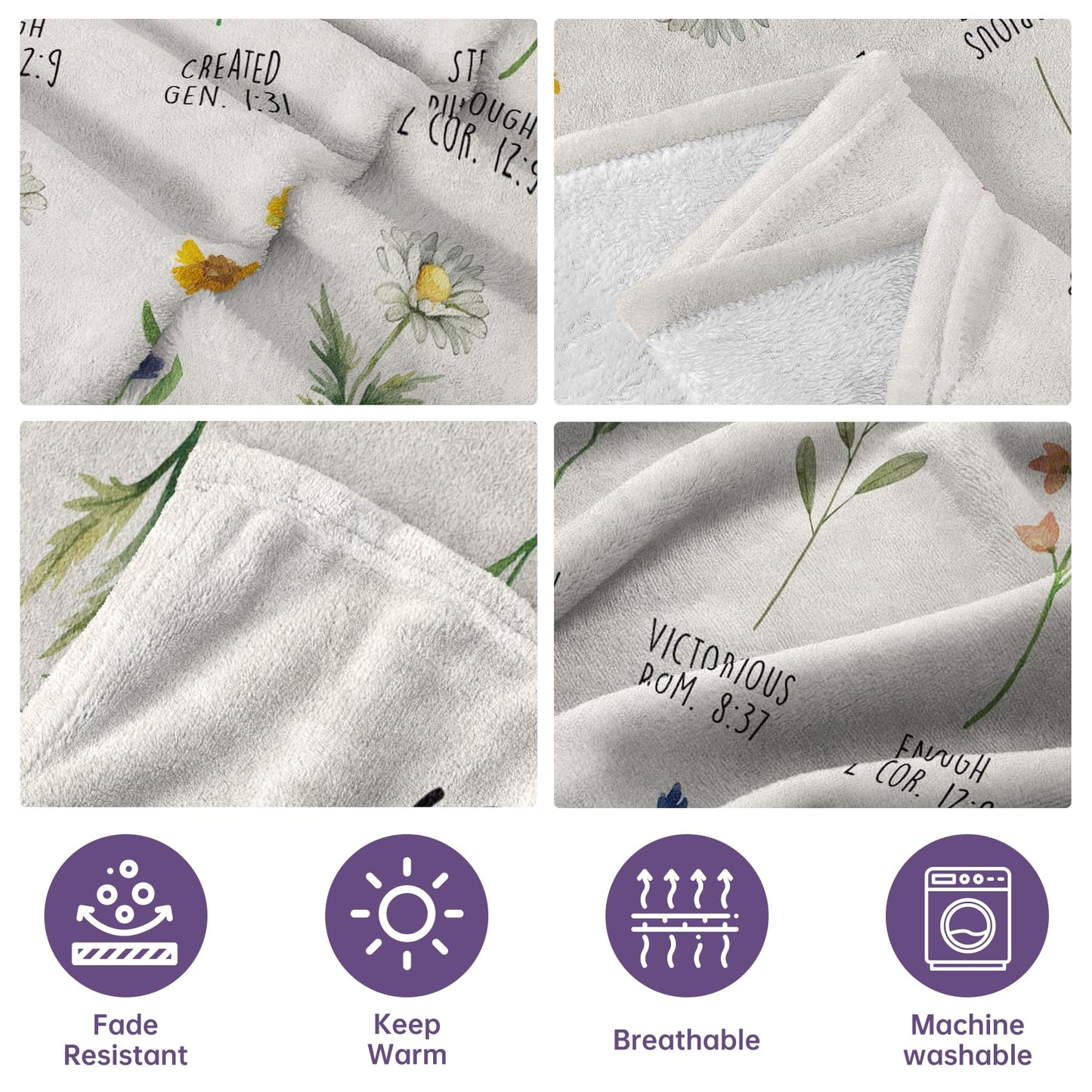 Afterprints Christian Gifts for Women, Christian Blanket with Flowers, Birthday Gifts for Women, Inspirational, Religious Gifts for Sister, Friend, Daughter, Mom, Soft Throw Blankets 50'' x 60''