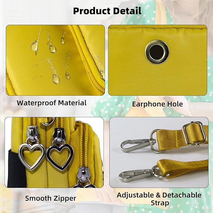 JANKS Small Crossbody Bag for Women - Mini Phone Purses with Crossbody Strap and Wallet - Nylon Arm Bag