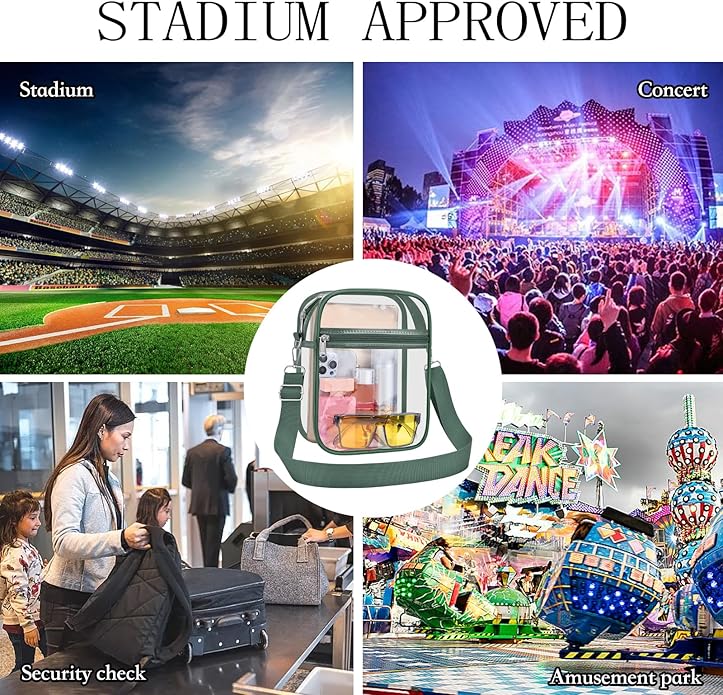 USPECLARE Clear Purse Stadium Transparent Messenger Bag Stadium Approved for Men and Women Clear CrossBody Bag