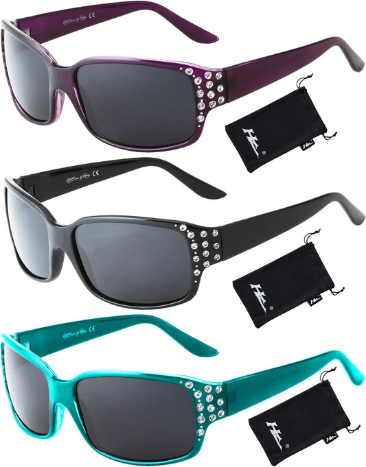 Polarized Sunglasses for Women - Premium Fashion Sunglasses - HZ Series Diamante Womens Designer Sunglasses