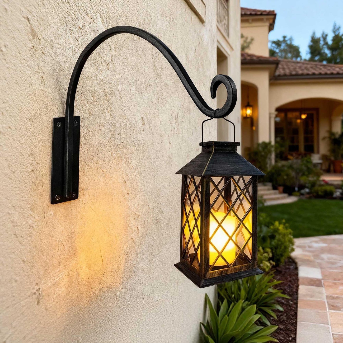 Lifyzoon Heavy Duty Plant Hanger Bracket (22"/Black) Outdoor Hand-Forged Hanging Plant Bracket Durable and Stable Bird Feeder Hanger"