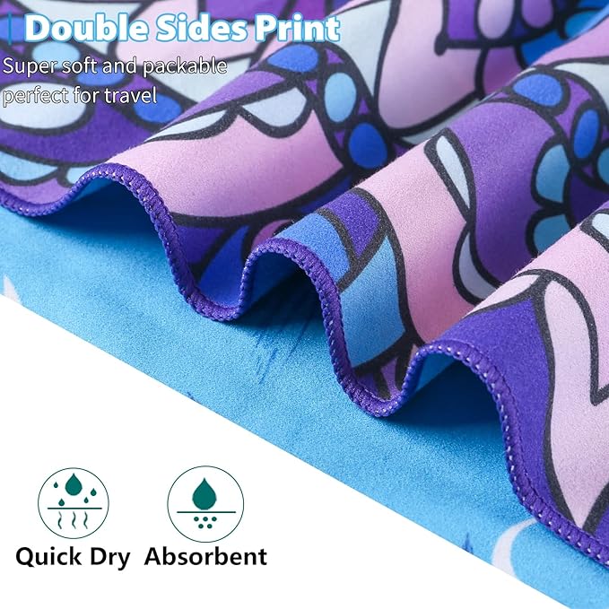 TwoYek 4 Pack Microfiber Thin Beach Towel Lightweight 71x32 Extra Large Sand Free Soft Towels Quick Dry for Travel Pool Yoga Gym Sports Beach Accessories Vacation Essential Gift