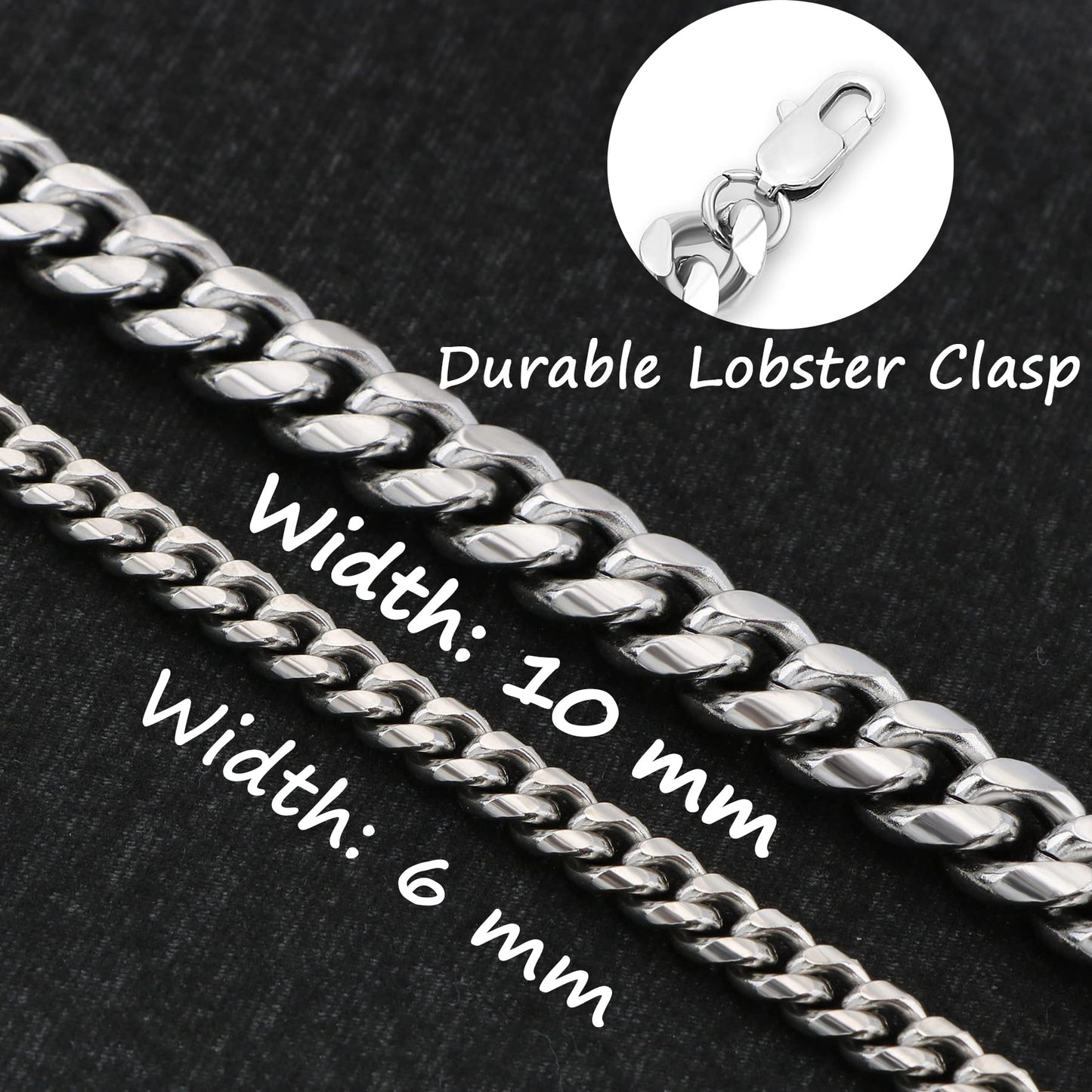 JoycuFF Birthday Gifts for Boyfriend Husband Anniversary Cuban Chain Necklace Stainless Steel Chain 6MM 26Inches Hip Hop Jewelry