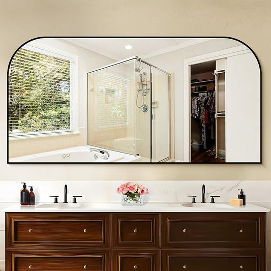 Bathroom Mirror, 60x30 inch Large Black Rectangle Wall Mounted Mirror with Thin Frame, Bathroom Vanity Mirrors for Over Sink, Entryway, Living Room, Bedroom