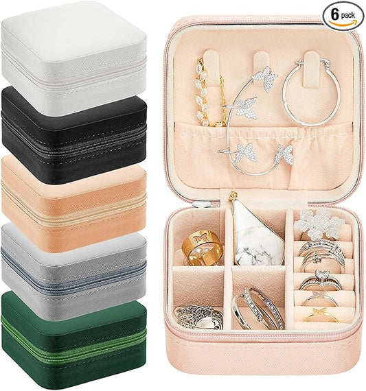 Taiyin 6 Pcs Travel Jewelry Case, Valentines Day Gifts for Her- Small Jewelry Organizer Box Bridesmaid Gifts for Women Girls (Multicolored)