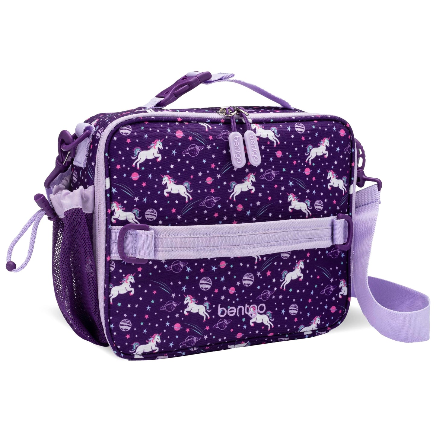 Bentgo Kids Lunch Bag - Durable, Double-Insulated Lunch Bag for Kids 3+; Holds Lunch Box, Water Bottle, & Snacks; Easy-Clean Water-Resistant Fabric & Multiple Zippered Pockets (Unicorn)