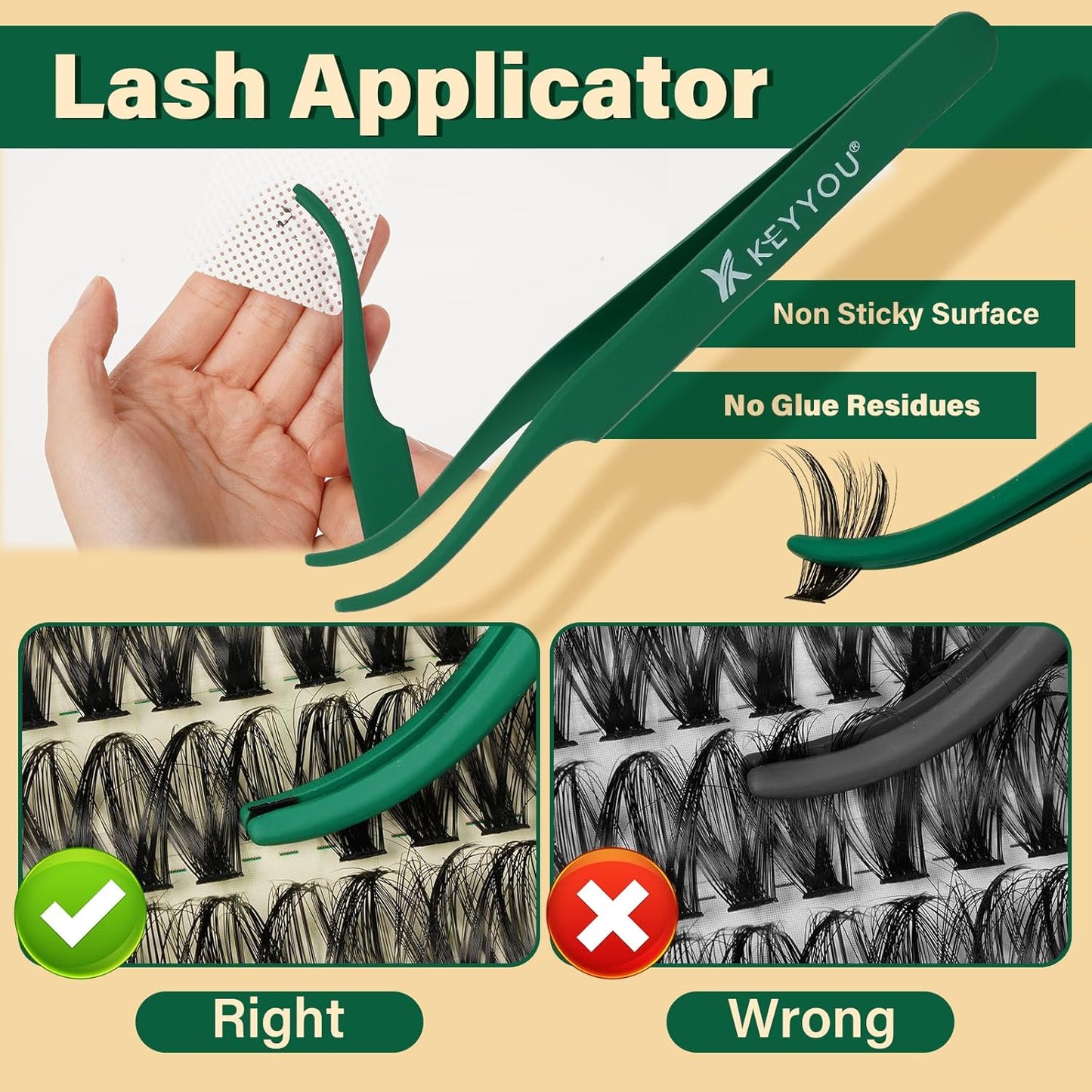 KEYYOU DIY Lash Extension Kit 300pcs Soft Lash Clusters 80D C Curl Easy to Apply with Lash Bond and Seal Lash Applicator Lash Remover Eyelash Extension Kit at Home(RMkit-80D-C-9-18mix)
