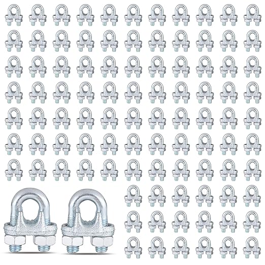 200PCS M5 Heavy Duty Wire Rope Clamps, 3/16-Inch Zinc Plated Wire Cable Clamps for Secure Connections â Boat, Tent, Clothesline, Rigging & More
