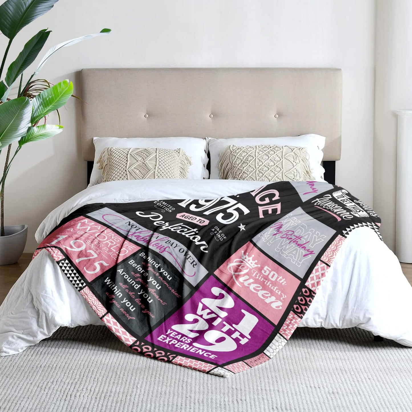 50th Birthday Gifts for Her, 50th Birthday Gifts for Women Throw Blanket 60" x 50", 50 Year Old Gift Ideas, 1975 Gift for Woman, Best Gift for Turning 50