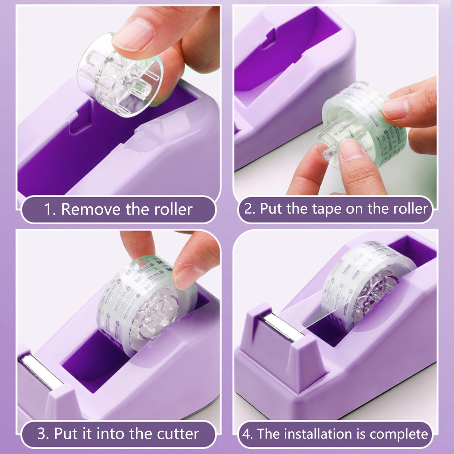 Purple Office Supplies, Purple Desk Accessories, Stapler, Staple Remover, Tape Holder, Pen Holder, Ballpoint Pen, Scissor, Binder Clips, 1000 Staples, Phone Holder, Ruler, Transparent Glue and Notes