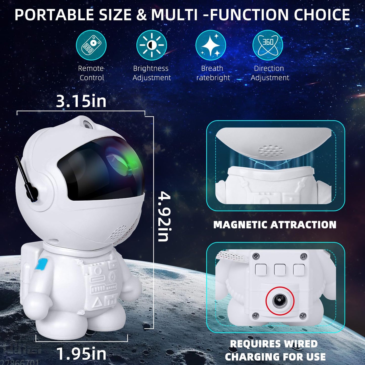 Astronaut Galaxy Projector with Nebula, Star Projector Ceiling LED Lamp with 8 Modes Astronaut Starry Night Light with Remote Gift for Kids Adults for Bedroom Christmas, Birthdays, Valentine's Day